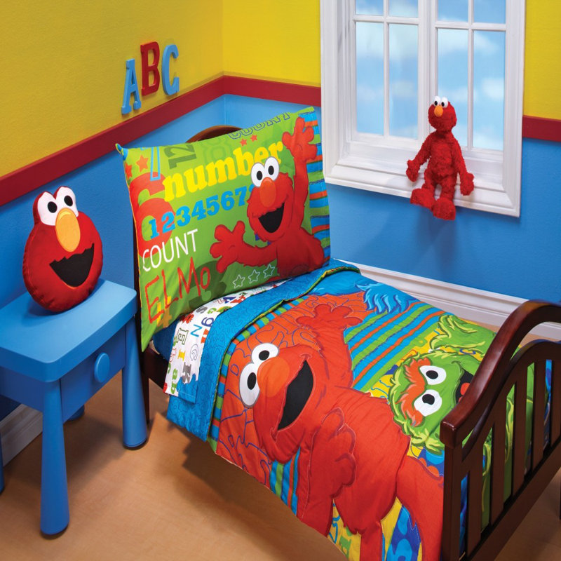 Sesame Street ABC 123 4 Piece Toddler Bedding Set & Reviews Wayfair